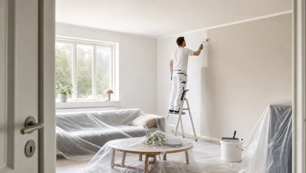 Maling af stue med fast pris og flot resultat - Main Image